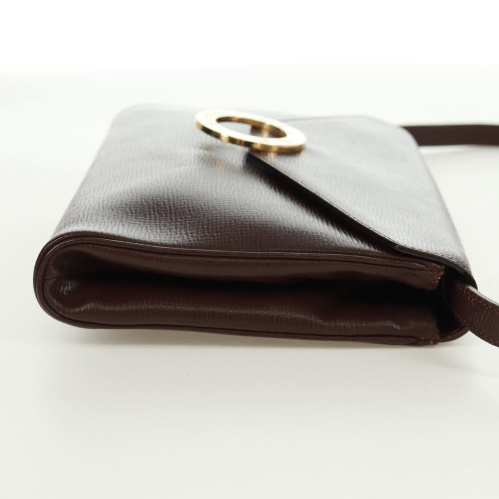 Celine Circle Logo Shoulder Bag Leather Brown Leather Shoulder Bag Bag