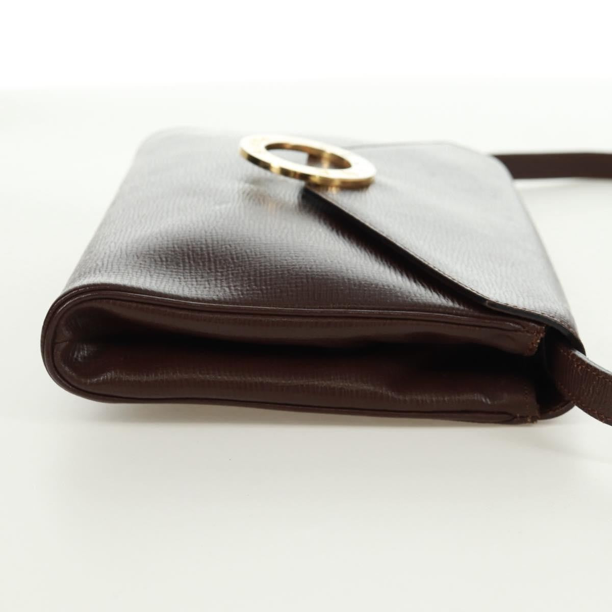 Celine Circle Logo Shoulder Bag Leather Brown Leather Shoulder Bag Bag