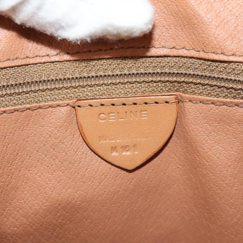 Celine Vintage Drawstring Flap Backpack Macadam Coated Canvas Brown Canvas Backpack Bag