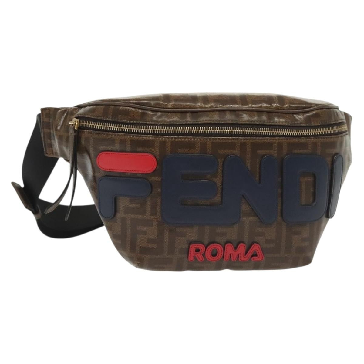 Fendi Mania Logo Waist Bag Zucca Coated Canvas Brown Canvas Clutche & Pouche Bag