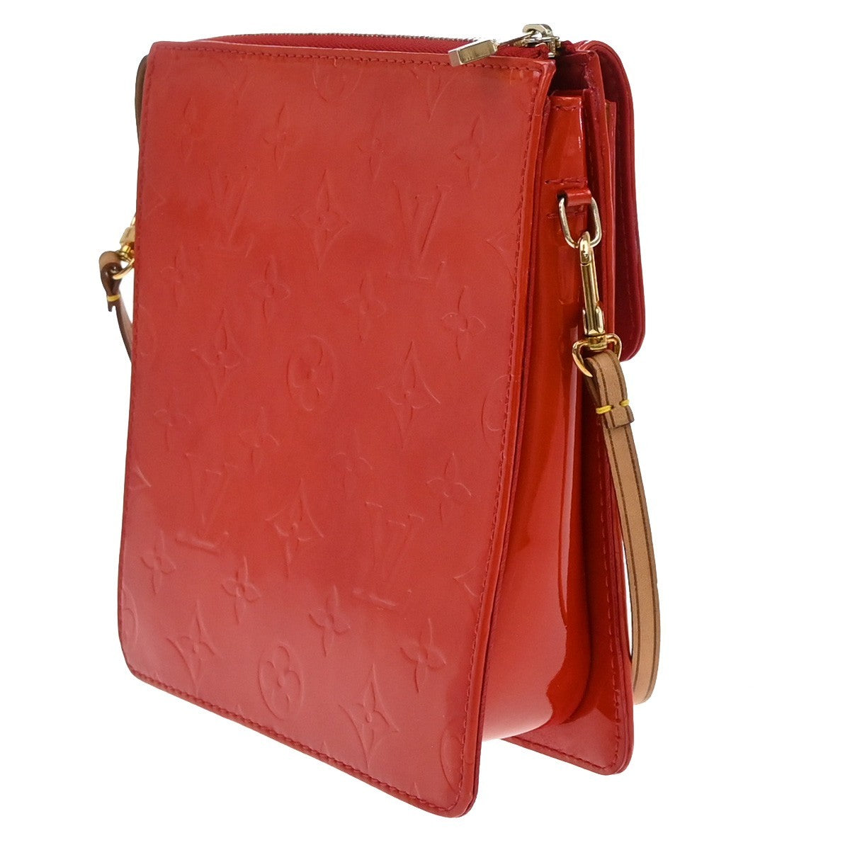 Louis Vuitton Mott Handbag Monogram Vernis Red Patent_Leather Clutche & Pouche Bag