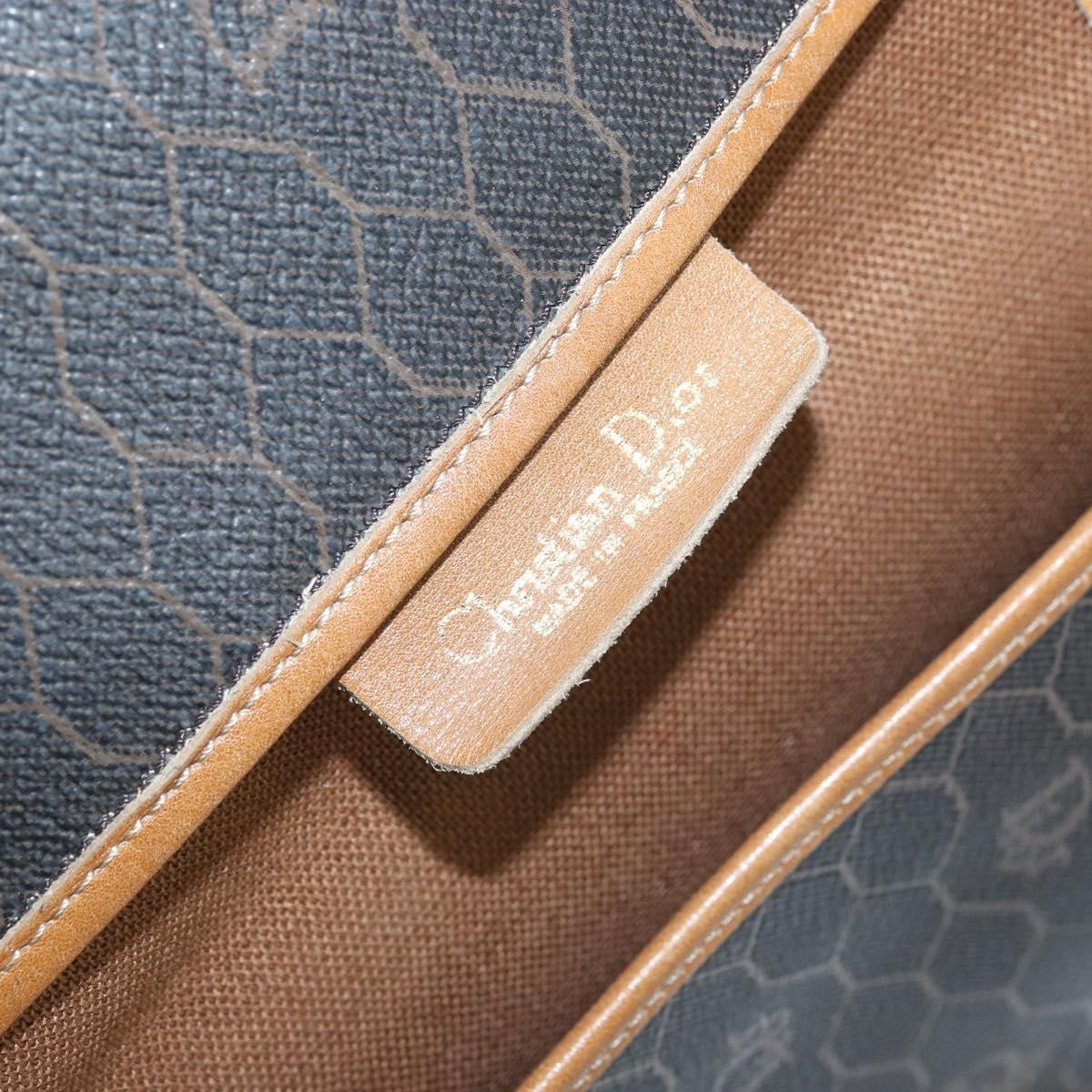 Christian Dior Vintage Honeycomb Flap Crossbody Bag Canvas And Leather Black Canvas Shoulder Bag Bag (Pre-Owned)