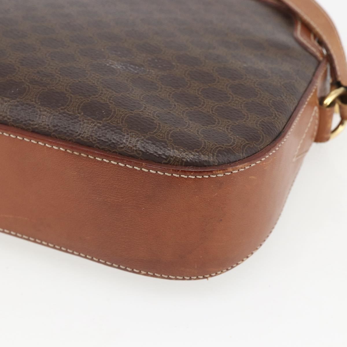 Celine Vintage Macadam Shoulder Bag Canvas And Leather Brown Canvas Shoulder Bag Bag