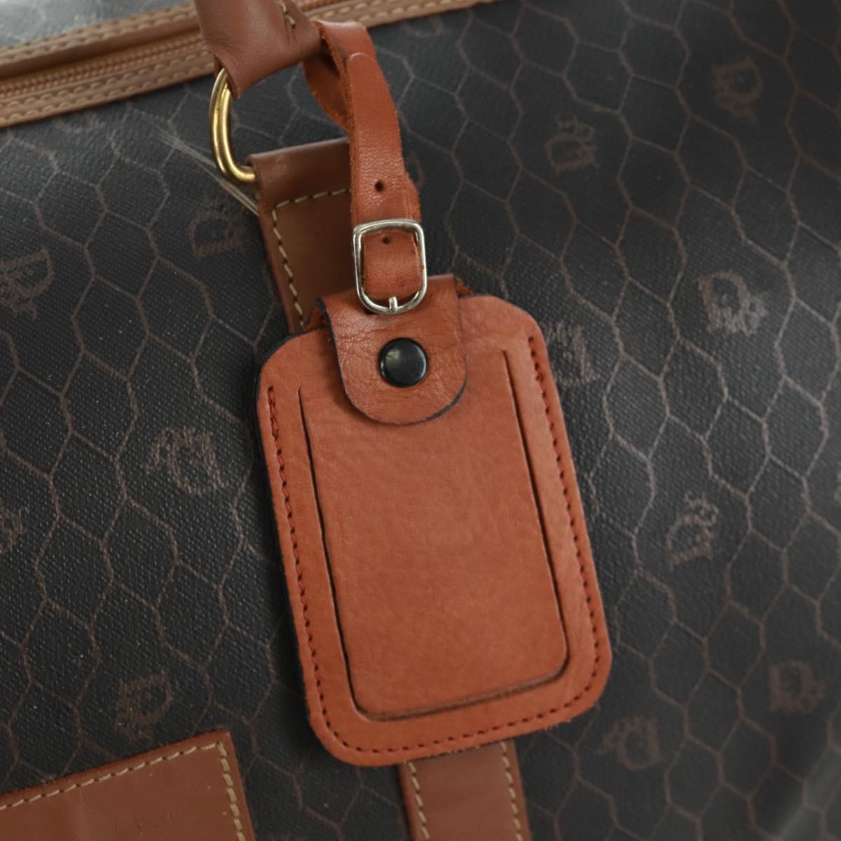 Christian Dior Vintage Honeycomb Boston Bag Canvas And Leather Black Canvas Travel Bag Bag (Pre-Owned)