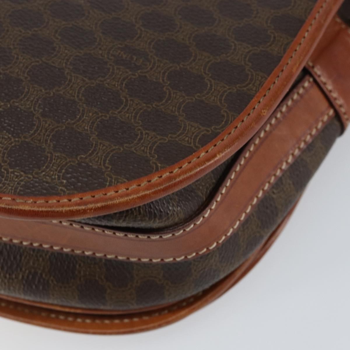 Celine Vintage Macadam Shoulder Bag Canvas And Leather Brown Canvas Shoulder Bag Bag