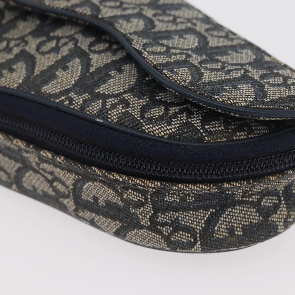 Christian Dior Vintage Saddle Coin Purse Diorissimo Canvas Navy Canvas Clutche & Pouche Bag (Pre-Owned)