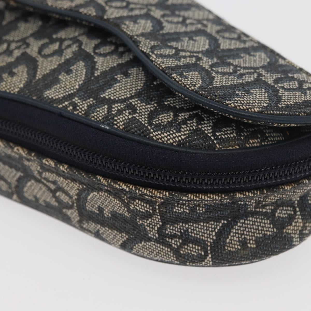 Christian Dior Vintage Saddle Coin Purse Diorissimo Canvas Navy Canvas Clutche & Pouche Bag (Pre-Owned)
