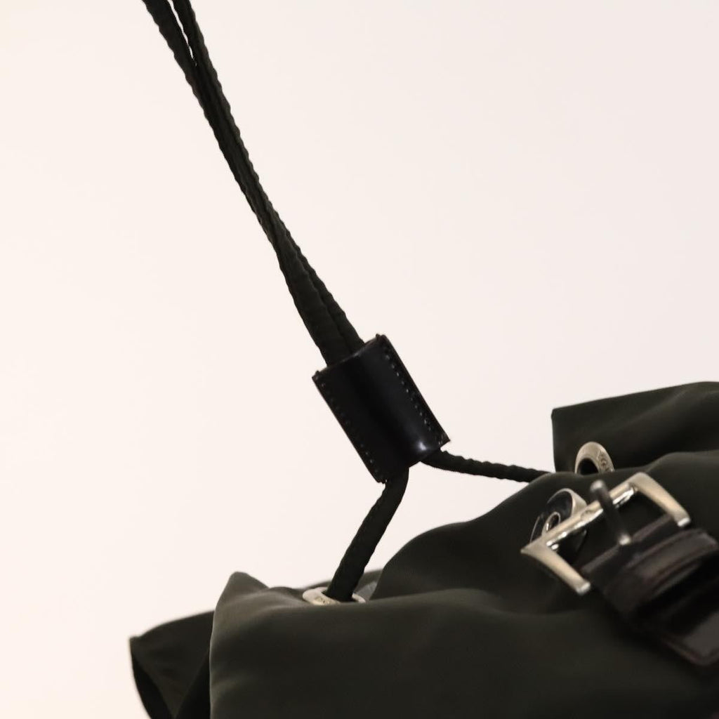 Prada Front Pocket Buckle Backpack Nylon Khaki Nylon Backpack Bag