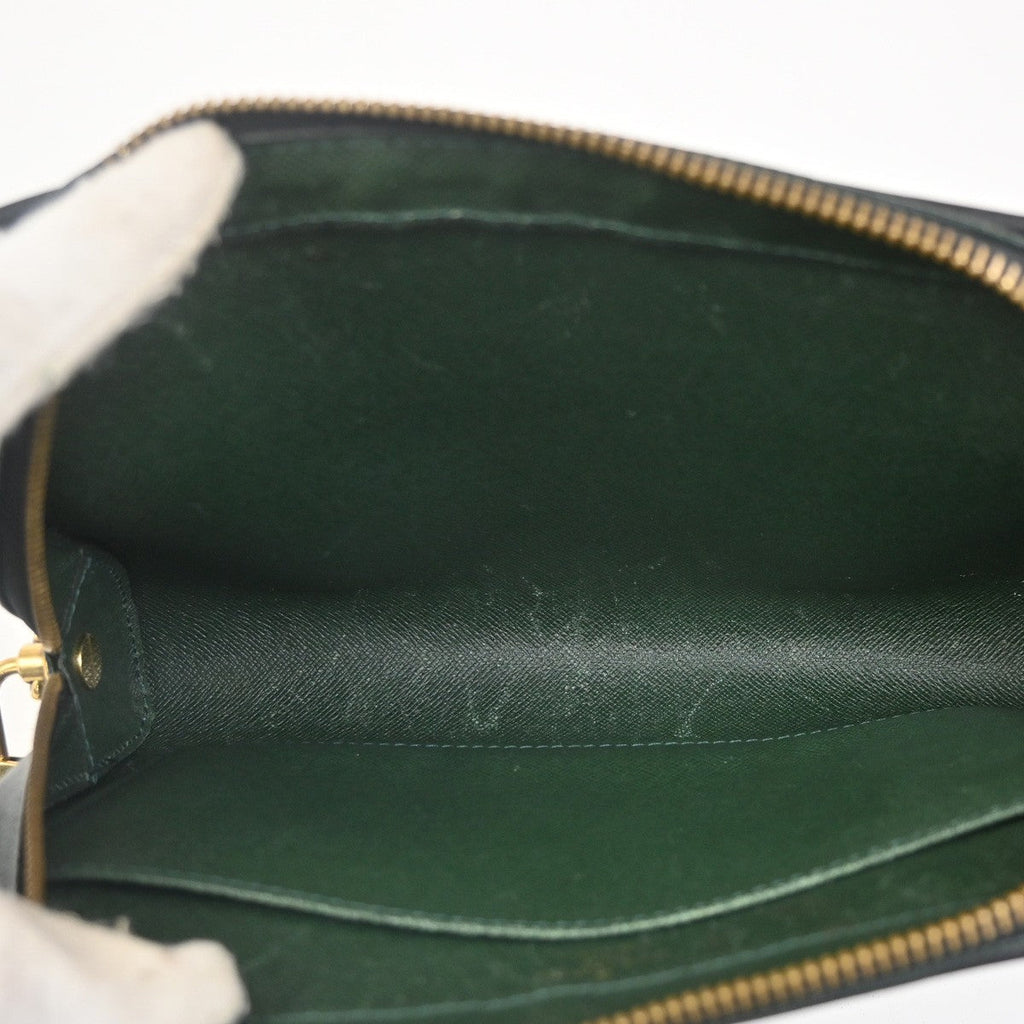 Louis Vuitton Pochette Baikal Clutch Taiga Leather Green Leather Clutche & Pouche Bag