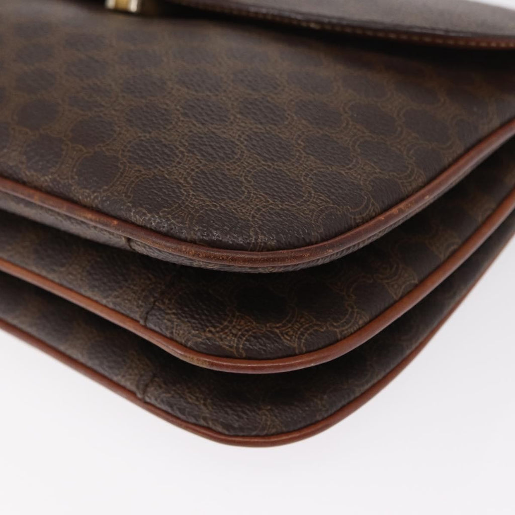 Celine Vintage Macadam Shoulder Bag Canvas Brown Canvas Shoulder Bag Bag