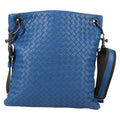Bottega Veneta Flat Messenger Bag Intrecciato Nappa Blue Leather Shoulder Bag Bag