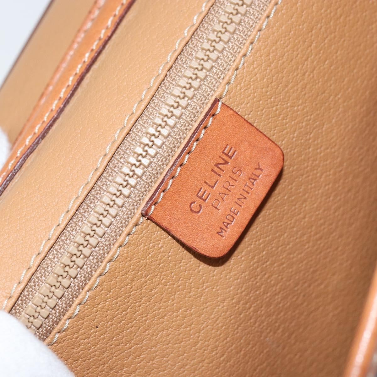 Celine Vintage Macadam Circle Logo Shoulder Bag Canvas And Leather Brown Canvas Shoulder Bag Bag