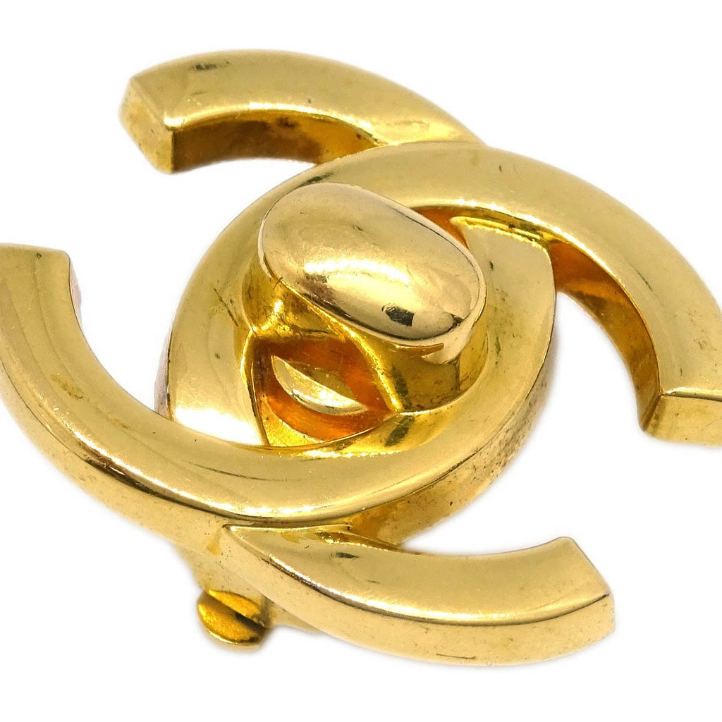 Chanel Cc Turnlock Clip-On Earrings Metal Gold Gold_Plated Earrings Jewelry