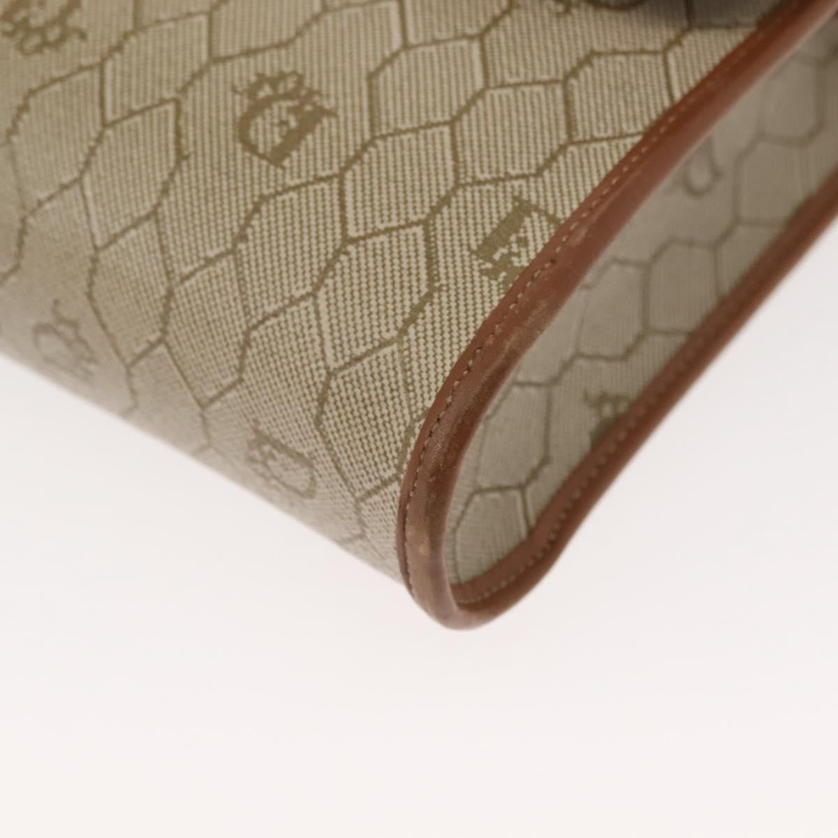 Christian Dior Vintage Honeycomb Flap Crossbody Bag Canvas And Leather Beige Canvas Shoulder Bag Bag (Pre-Owned)