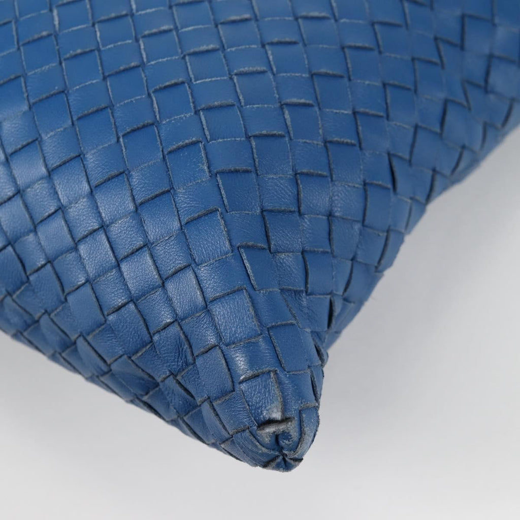 Bottega Veneta Flat Messenger Bag Intrecciato Nappa Blue Leather Shoulder Bag Bag