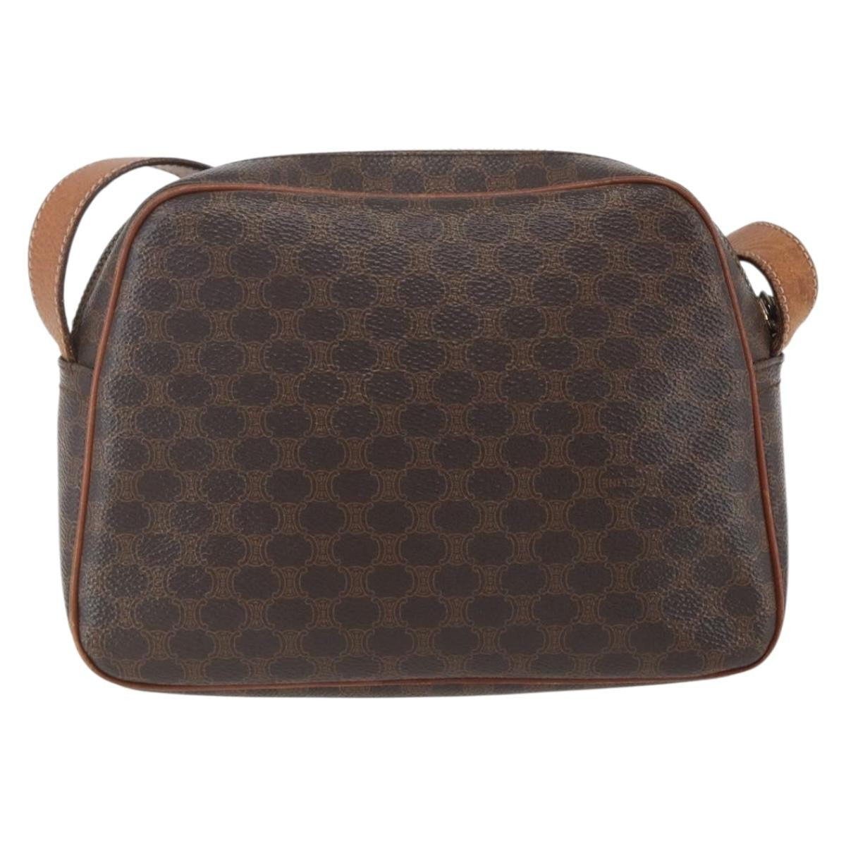 Celine Vintage Macadam Shoulder Bag Canvas And Leather Brown Canvas Shoulder Bag Bag