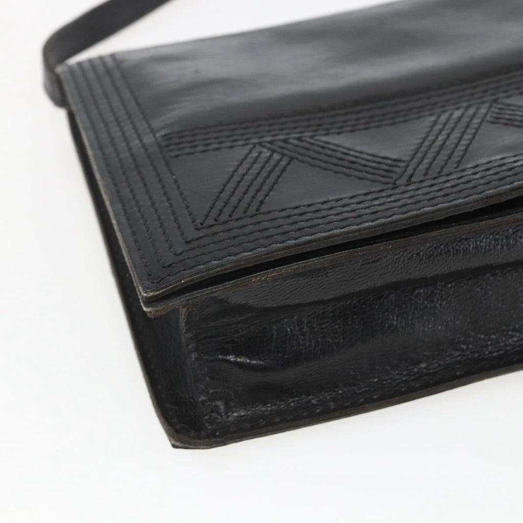 Saint Laurent Vintage Shoulder Bag Leather Black Leather Shoulder Bag Bag (Pre-Owned)