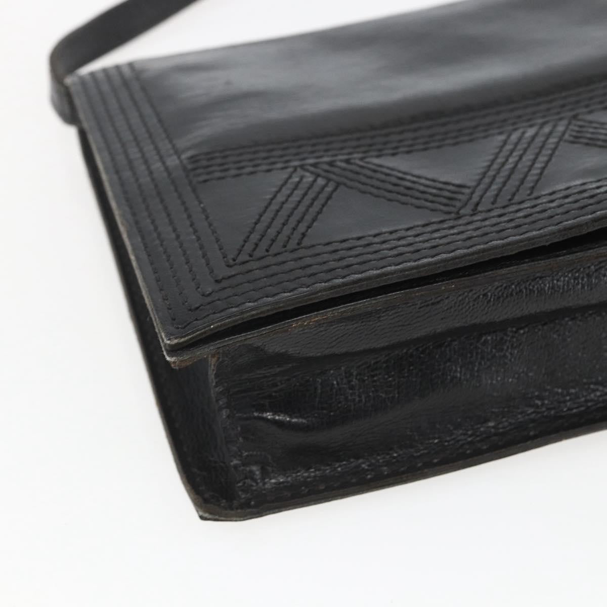 Saint Laurent Vintage Shoulder Bag Leather Black Leather Shoulder Bag Bag (Pre-Owned)