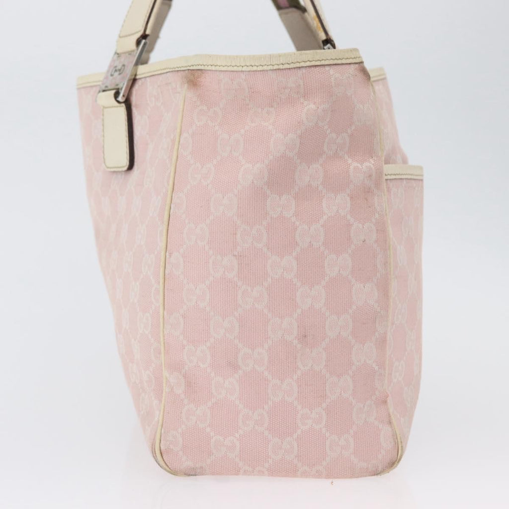 Gucci Web Handle Buckle Tote Gg Canvas Pink Canvas Tote Bag Bag (Pre-Owned)