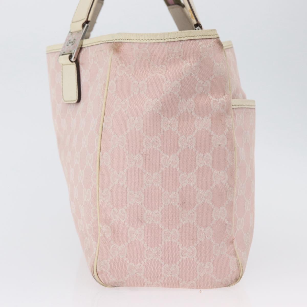Gucci Web Handle Buckle Tote Gg Canvas Pink Canvas Tote Bag Bag (Pre-Owned)