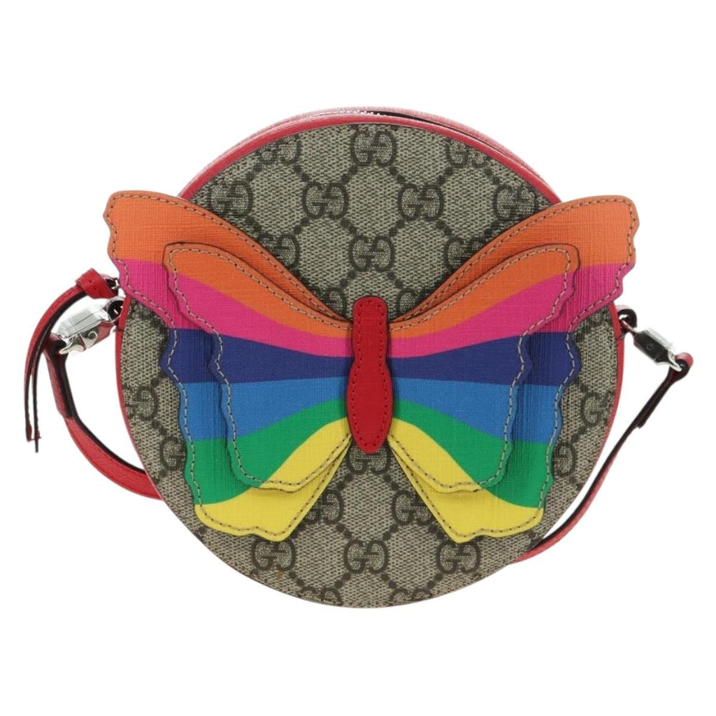 Gucci Kids Gg Supreme Rainbow Butterfly Shoulder Bag Gg Canvas Beige Pvc Shoulder Bag Bag (Pre-Owned)