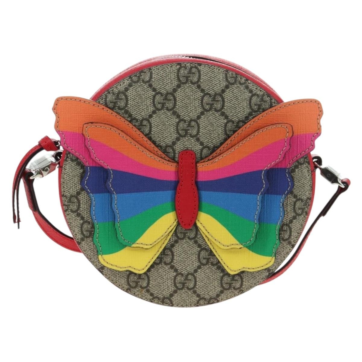 Gucci Kids Gg Supreme Rainbow Butterfly Shoulder Bag Gg Canvas Beige Pvc Shoulder Bag Bag (Pre-Owned)