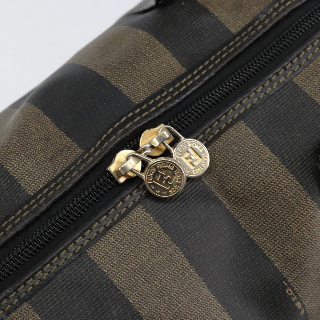 Fendi Vintage Pequin Boston Bag Coated Canvas Brown Canvas Handbag