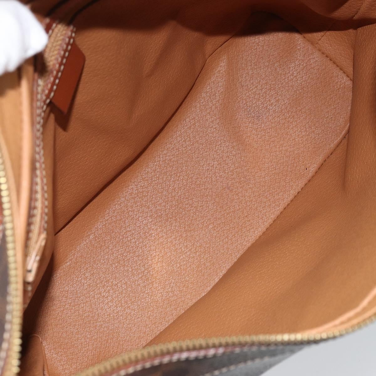 Celine Vintage Macadam Shoulder Bag Canvas And Leather Brown Canvas Shoulder Bag Bag