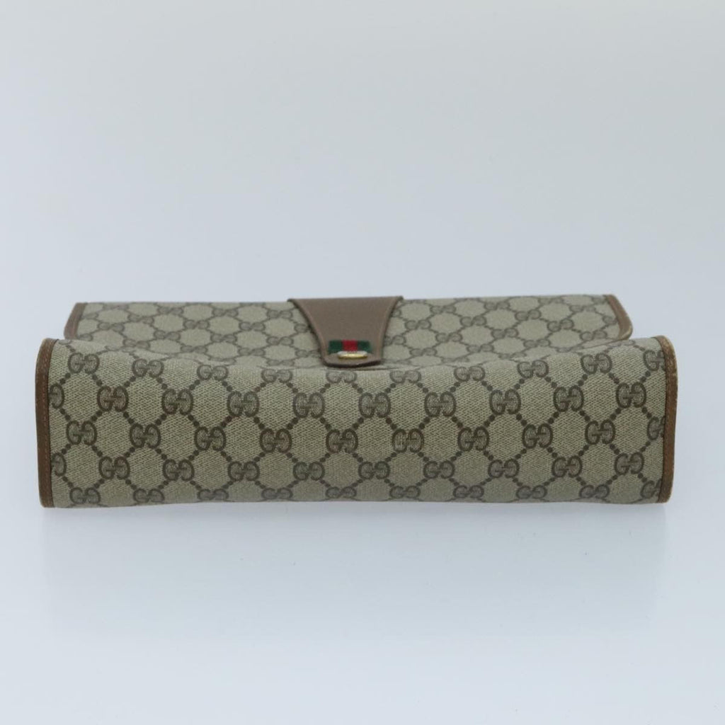Gucci Sherry Line Pouch Canvas Beige Canvas Clutche & Pouche Bag (Pre-Owned)