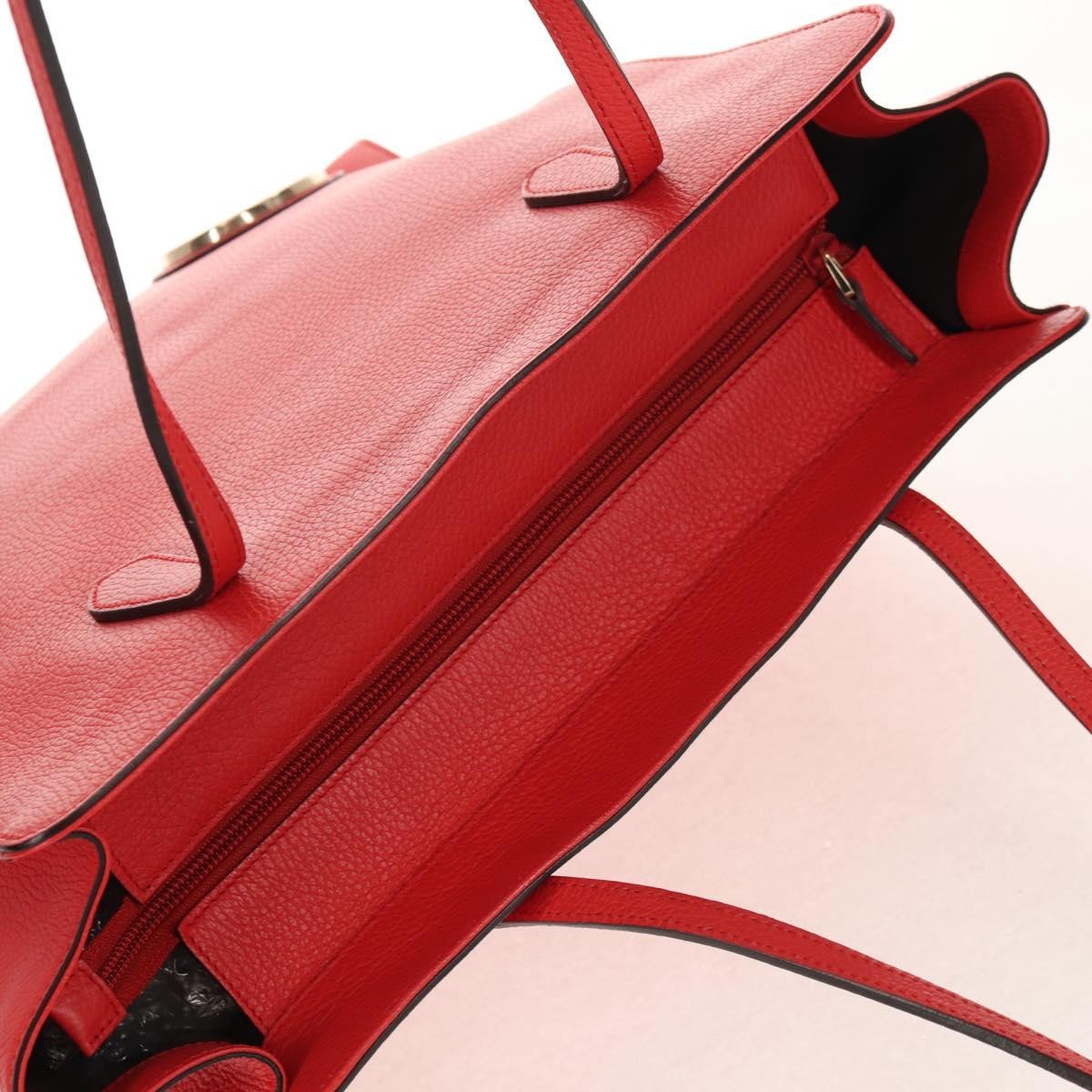 Gucci Grand Prix Interlocking Gg Tote Grainy Leather Red Leather Tote Bag Bag (Pre-Owned)