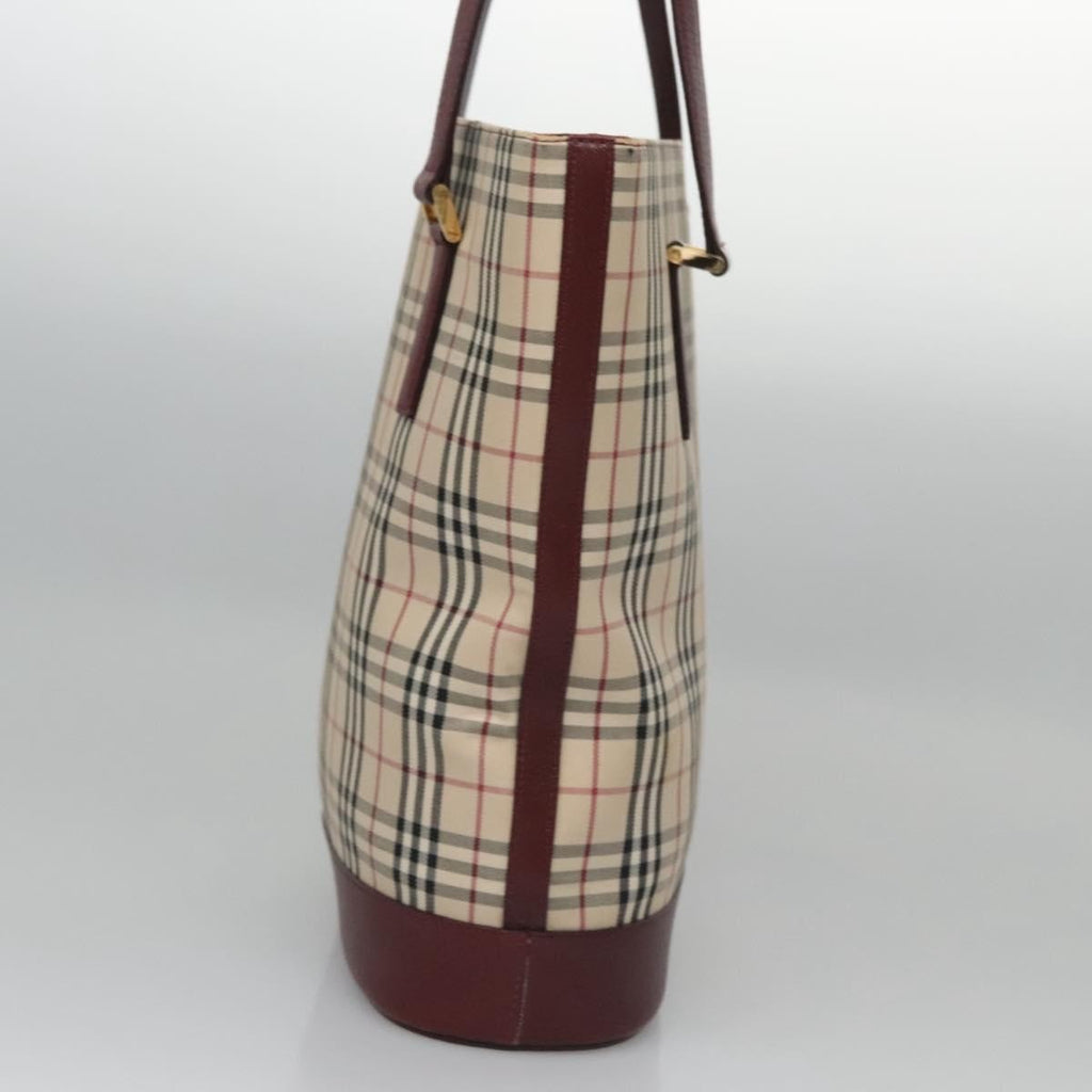 Burberry Nova Check Tote Canvas And Leather Beige Canvas Tote Bag
