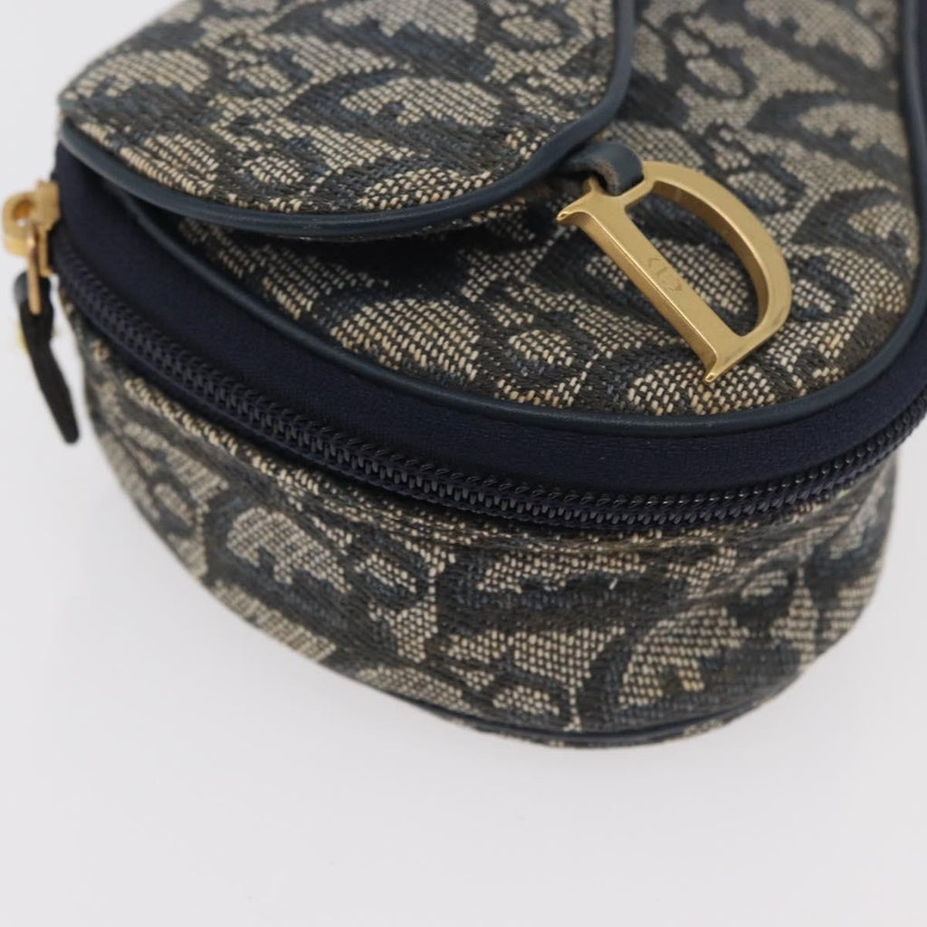 Christian Dior Vintage Saddle Coin Purse Diorissimo Canvas Navy Canvas Clutche & Pouche Bag (Pre-Owned)