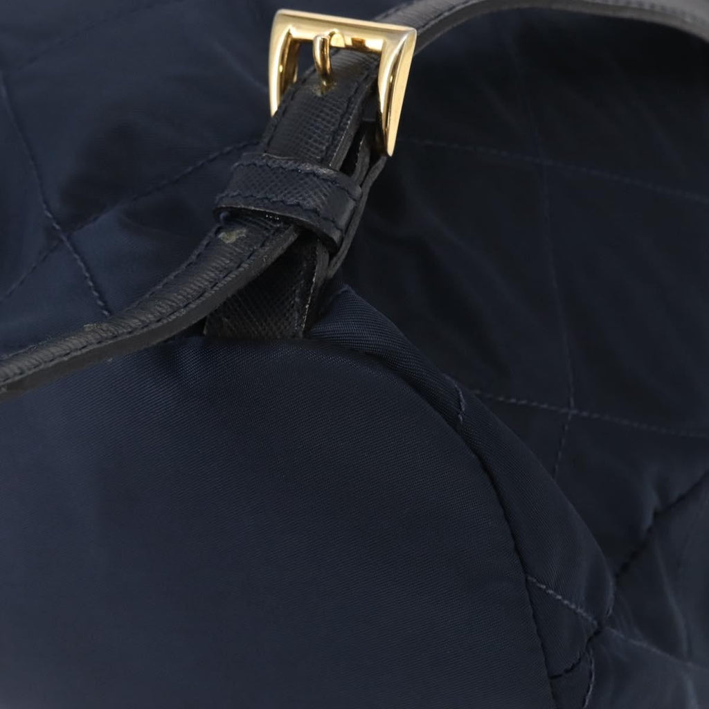Prada Buckle Backpack Quilted Tessuto Navy Nylon Backpack Bag