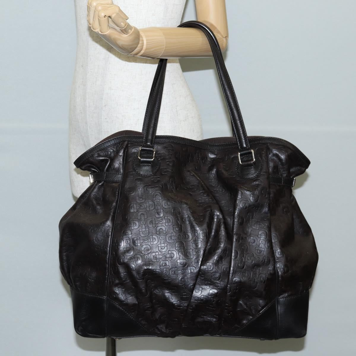 Gucci Full Moon Tote Leather Black Leather Tote Bag Bag (Pre-Owned)
