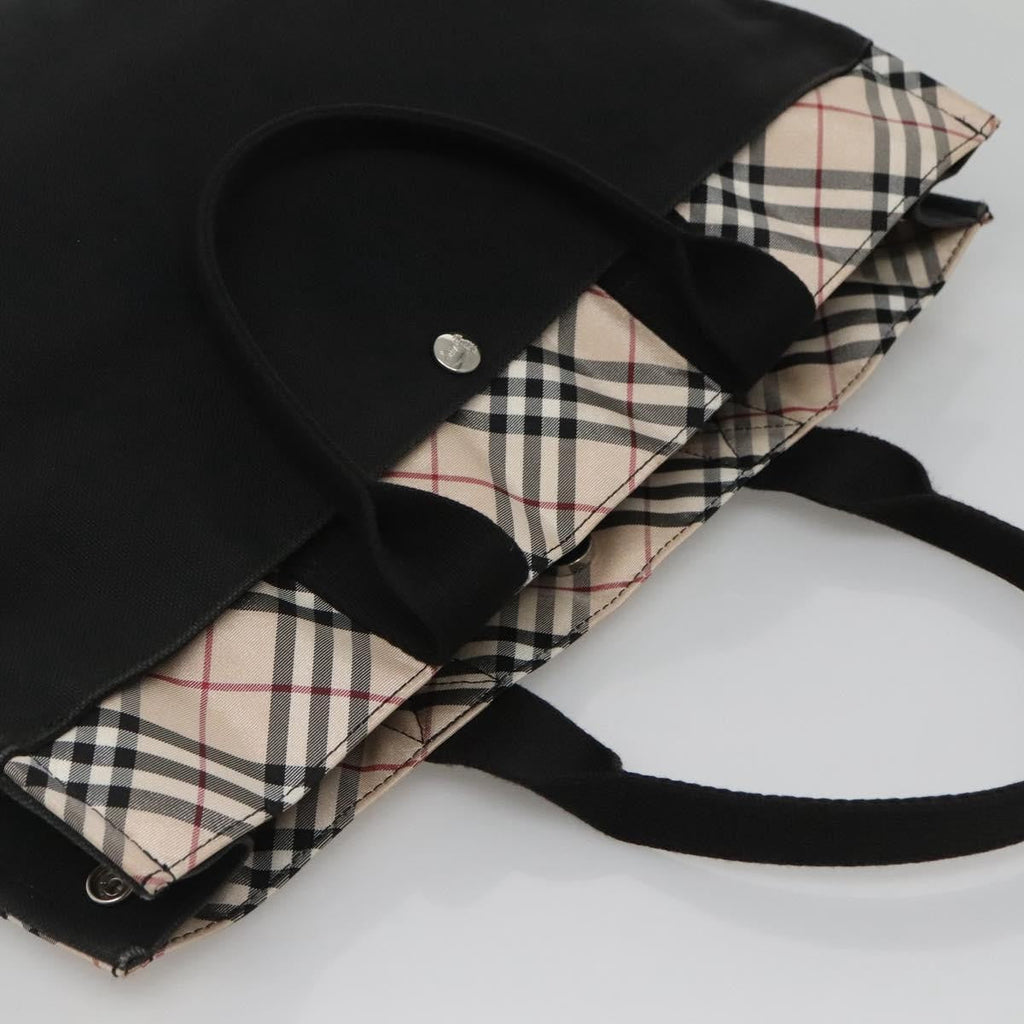 Burberry Nova Check Tote Canvas Check Pattern Black Canvas Tote Bag