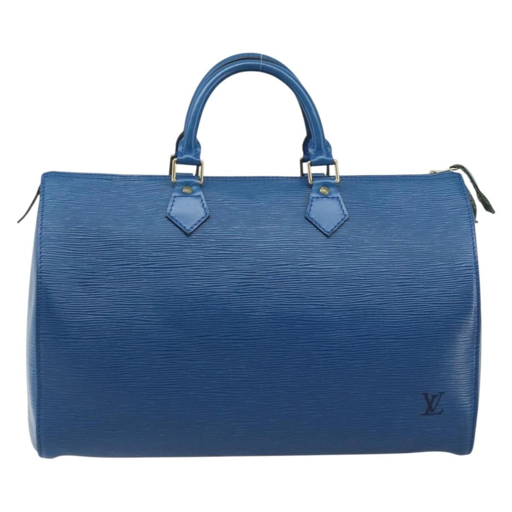 Louis Vuitton Speedy Handbag Epi Leather Blue Leather Handbag