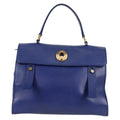 Saint Laurent Muse Two Bag Leather With Canvas Blue Leather Shoulder Bag Bag (Pre-Owned)
