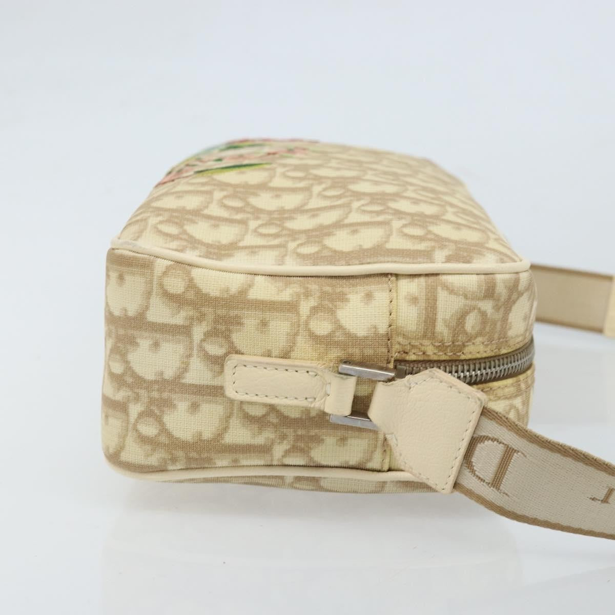 Christian Dior Vintage Crossbody Bag Embroidered Diorissimo Canvas Beige Canvas Shoulder Bag Bag (Pre-Owned)