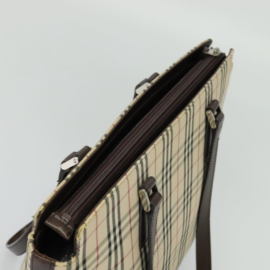 Burberry Nova Check Tote Canvas And Leather Beige Canvas Tote Bag