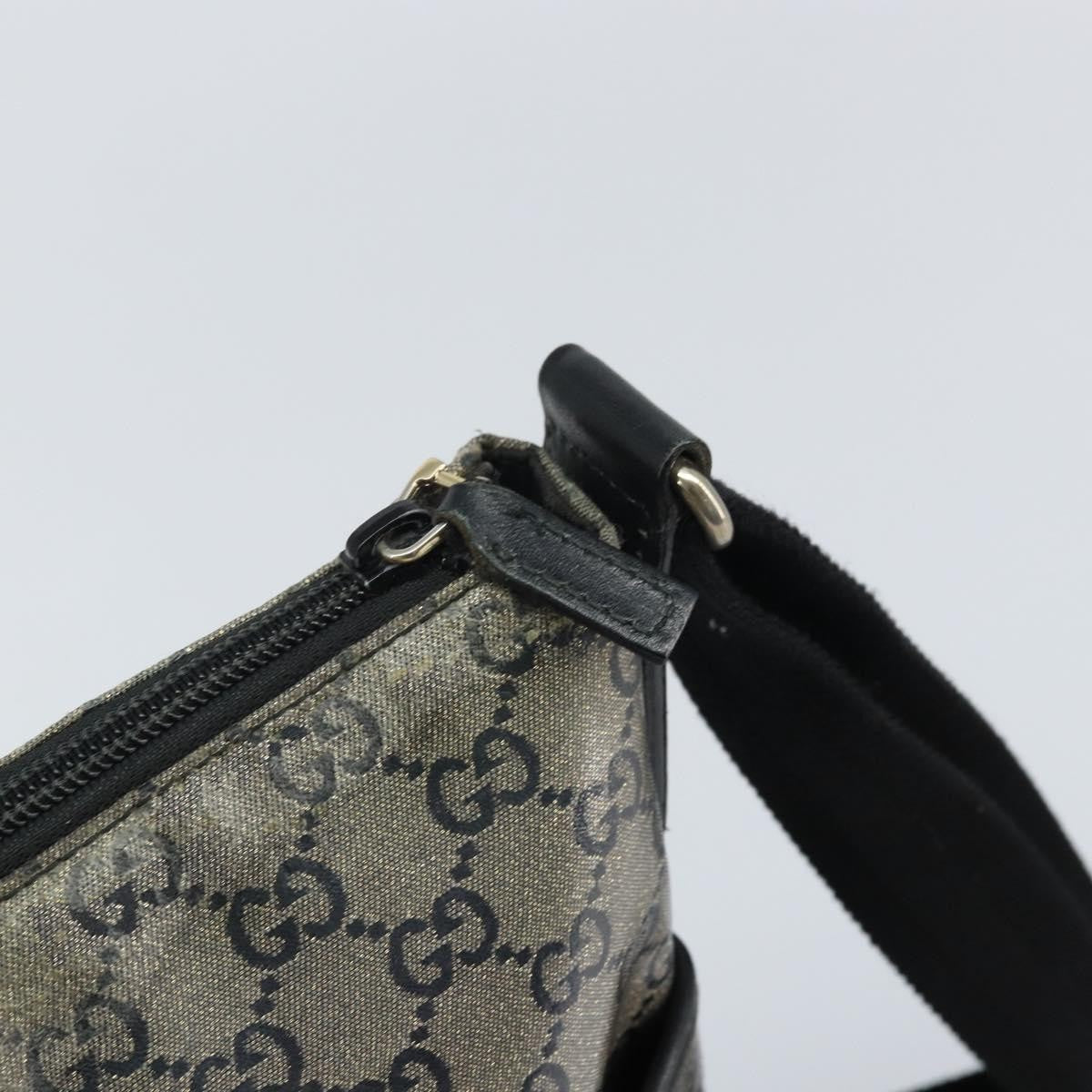 Gucci Zip Messenger Bag Gg Canvas With Perforated Leather Navy Canvas Shoulder Bag Bag (Pre-Owned)