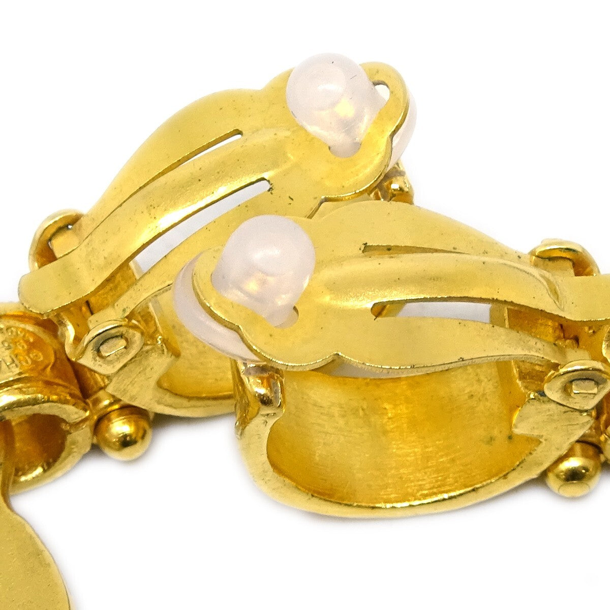 Chanel Vintage Cc Heart Cut Out Drop Clip-On Earrings Metal Gold Gold_Plated Earrings Jewelry