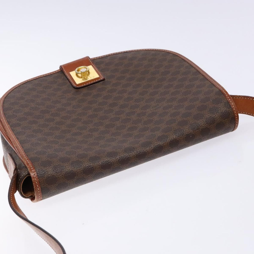 Celine Macadam Shoulder Bag Pvc Leather Brown Canvas Bag