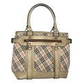 Burberry Nova Check Tote Canvas And Leather Beige Canvas Tote Bag