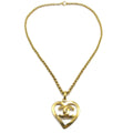Chanel Cc Heart Pendant Metal Gold Gold_Plated Necklace Jewelry