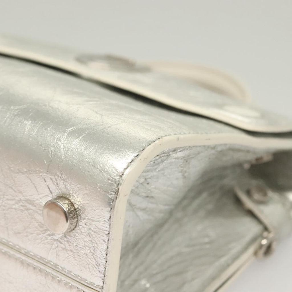 Christian Dior Diorever Bag Leather Silver Leather Bag (Pre-Owned)