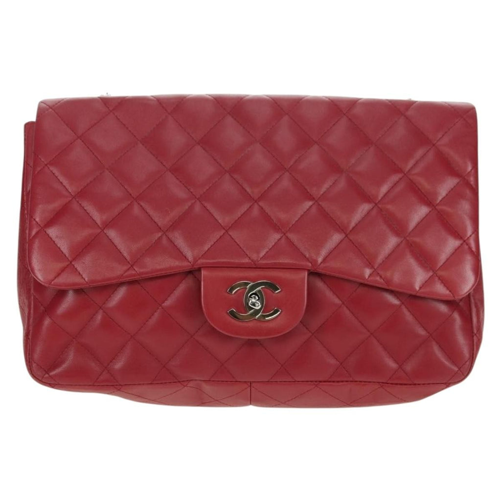 Chanel Classic Single Flap Bag Quilted Lambskin Red Leather Shoulder Bag Bag