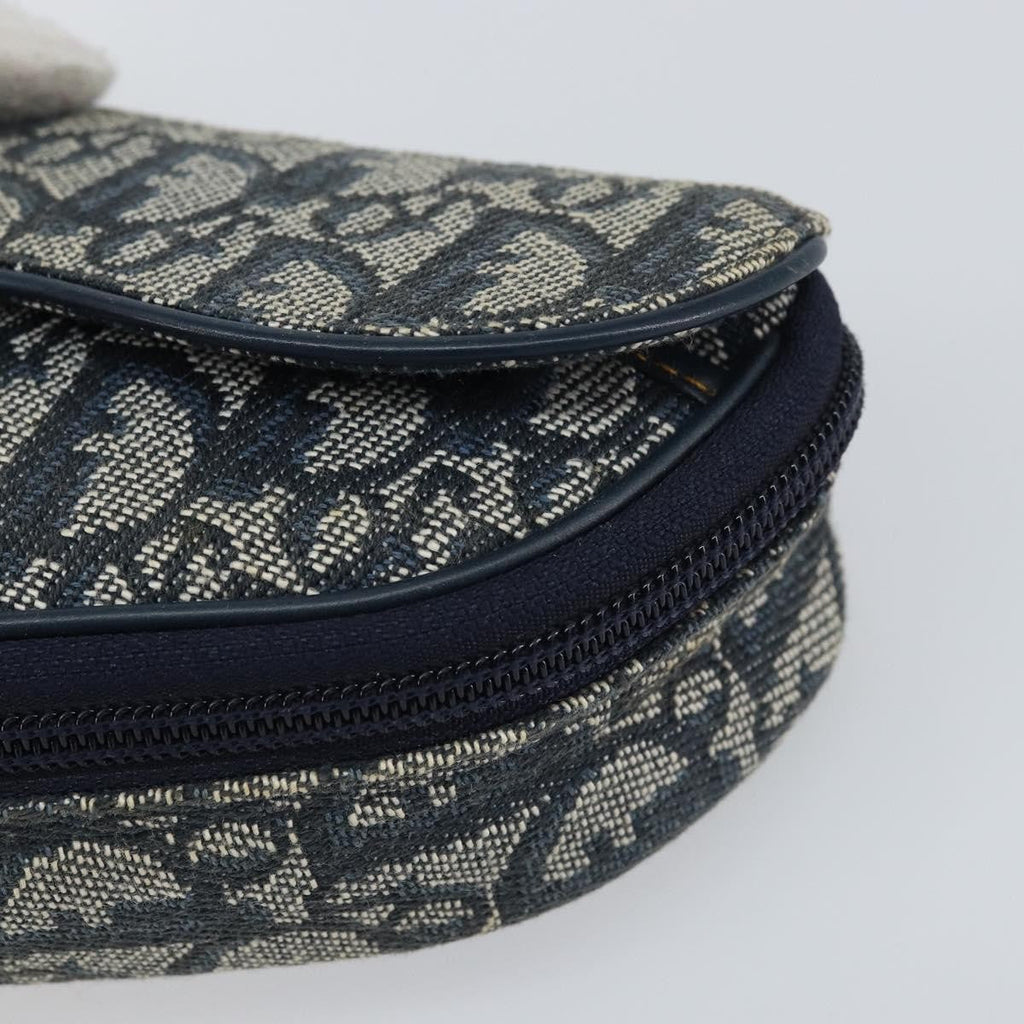 Christian Dior Vintage Saddle Coin Purse Diorissimo Canvas Navy Canvas Clutche & Pouche Bag (Pre-Owned)