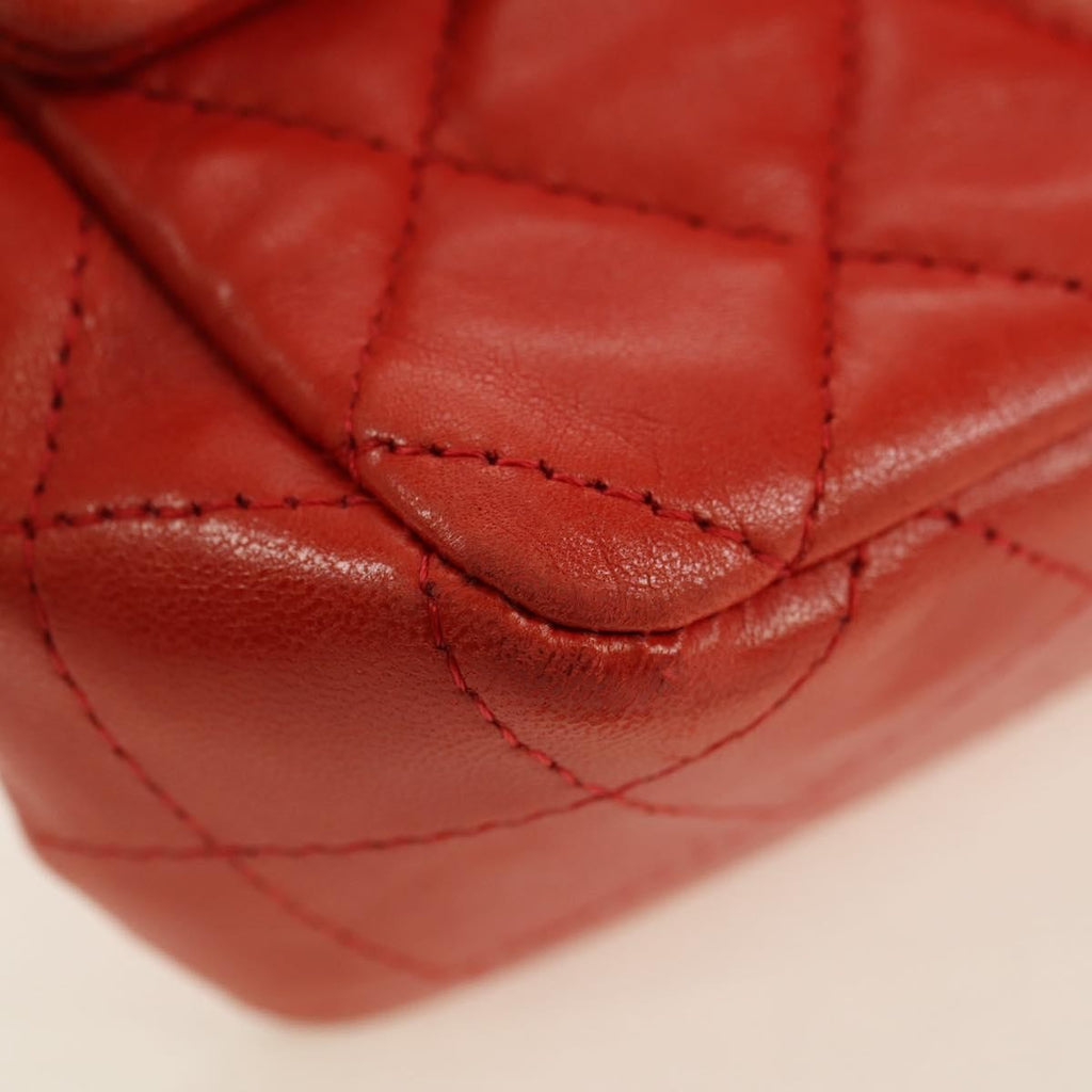 Chanel Flap Shoulder Bag Leather Red Leather Handbag