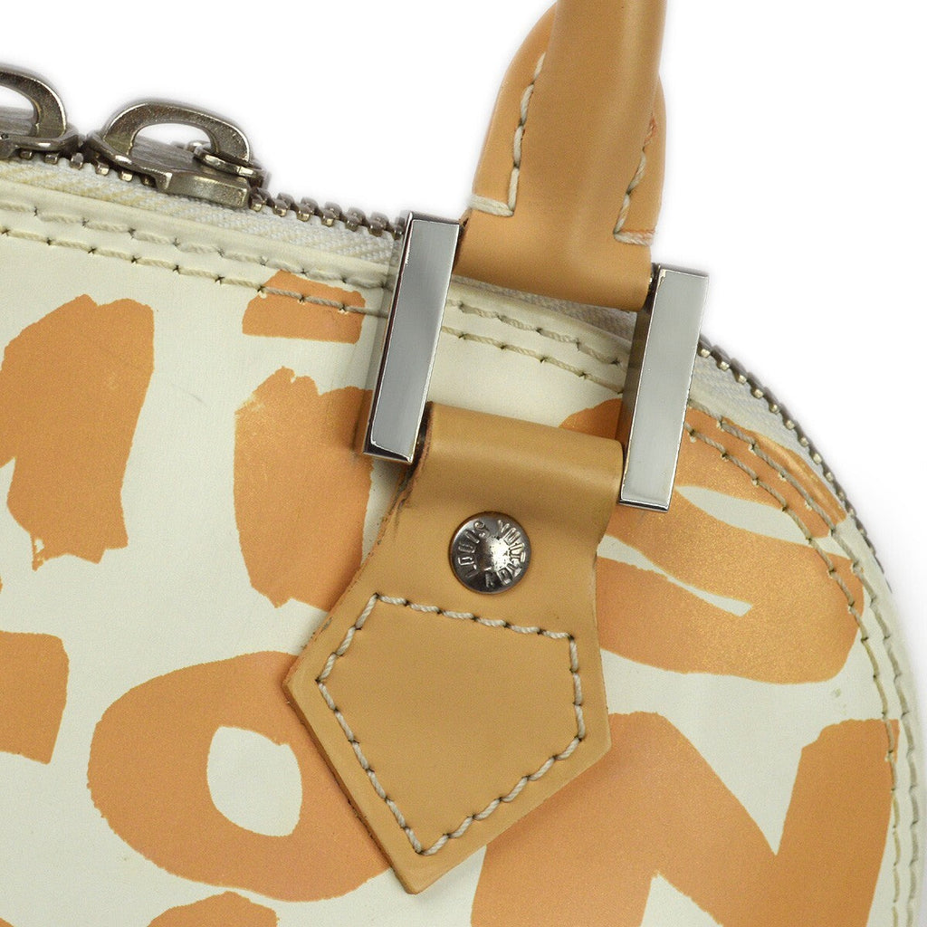 Louis Vuitton Alma Handbag Limited Edition Graffiti Leather Beige Leather Handbag