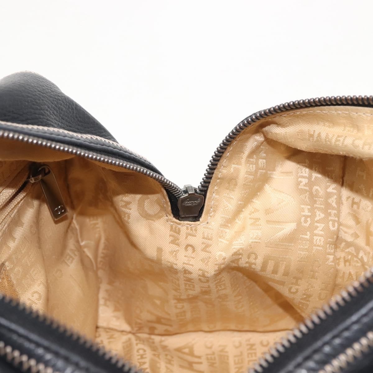 Chanel Cc Bowler Quilted Caviar Black Leather Handbag